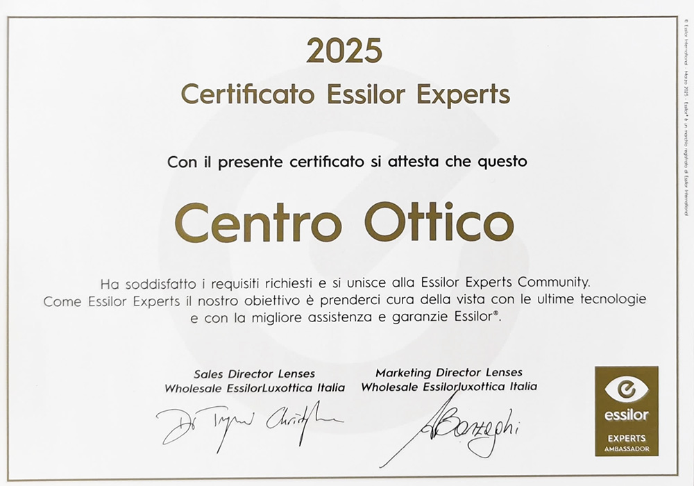 Centro Essilor Experts 2025 - Ottica specializzata