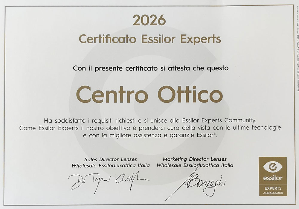 Centro Essilor Experts 2026 - Ottica specializzata
